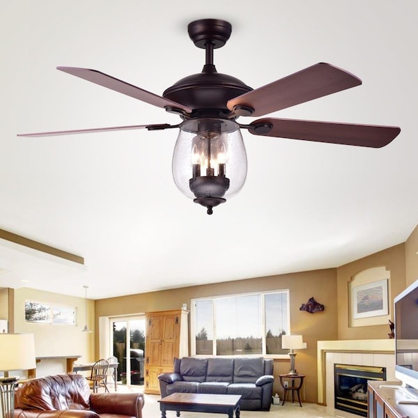 Warehouse Of Tiffany CFL-8205REMO-ORB 52 in. Tibwald Indoor Remote Controlled Ceiling Fan with Light Kit, Bronze CFL-8205REMO/ORB - main